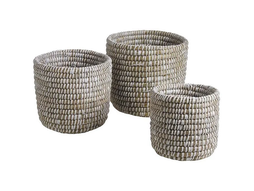 Cache pot rond en jonc de mer( Lot de 3)
