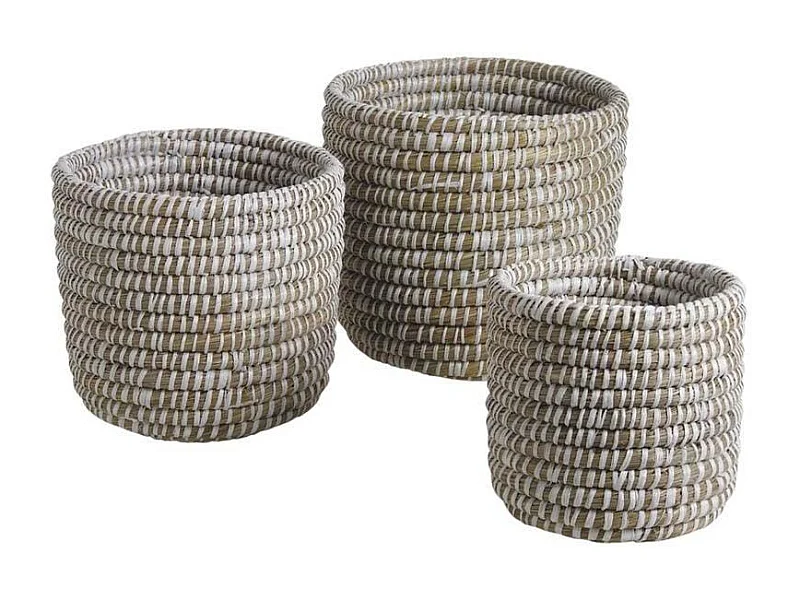 Cache pot rond en jonc de mer( Lot de 3)