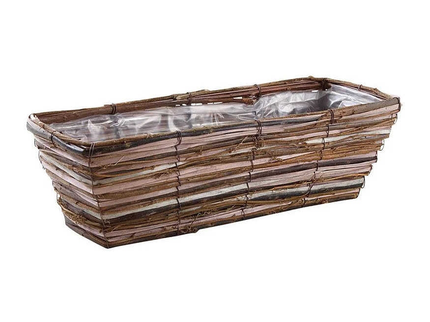 Blumenkasten aus ungefärbter Weide und Holz