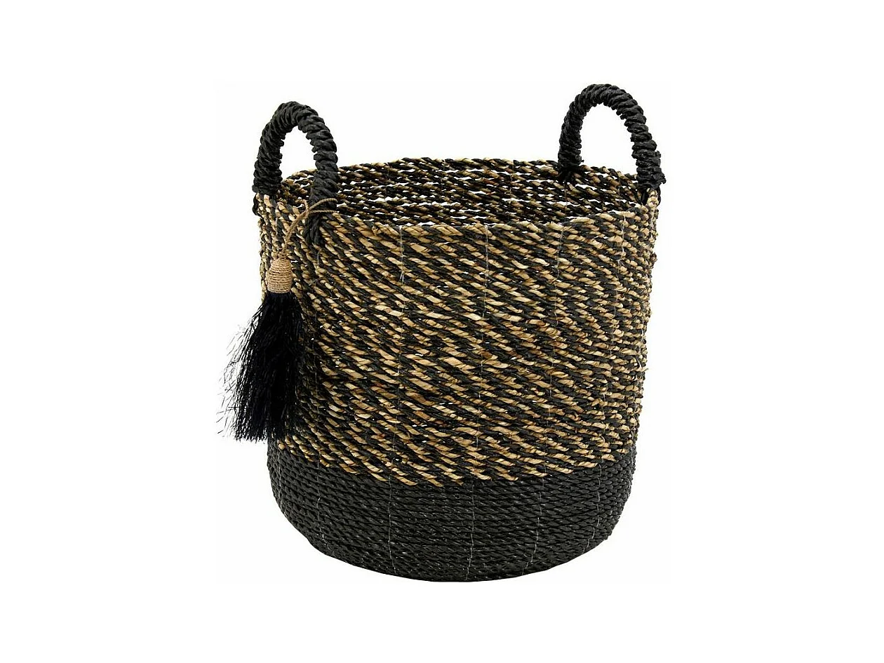 Cache-pots en raphia (Lot de 3) Noir