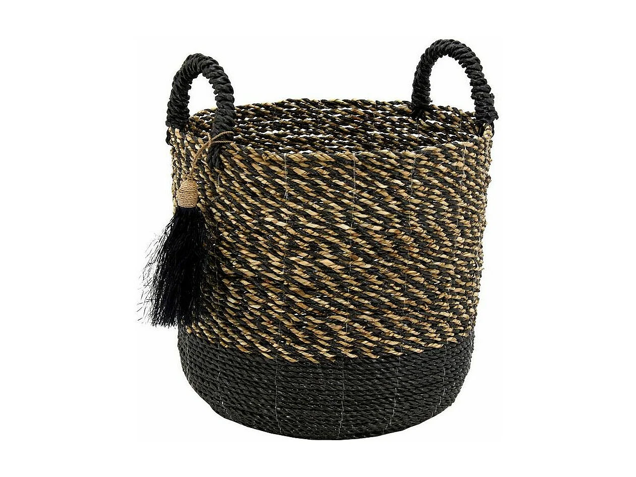Cache-pots en raphia (Lot de 3) Noir