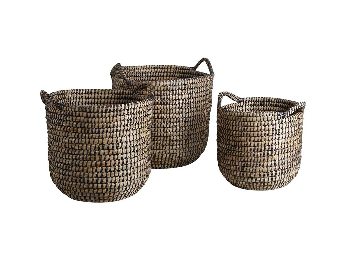 Cache-pots ronds en jonc (lot de 3)