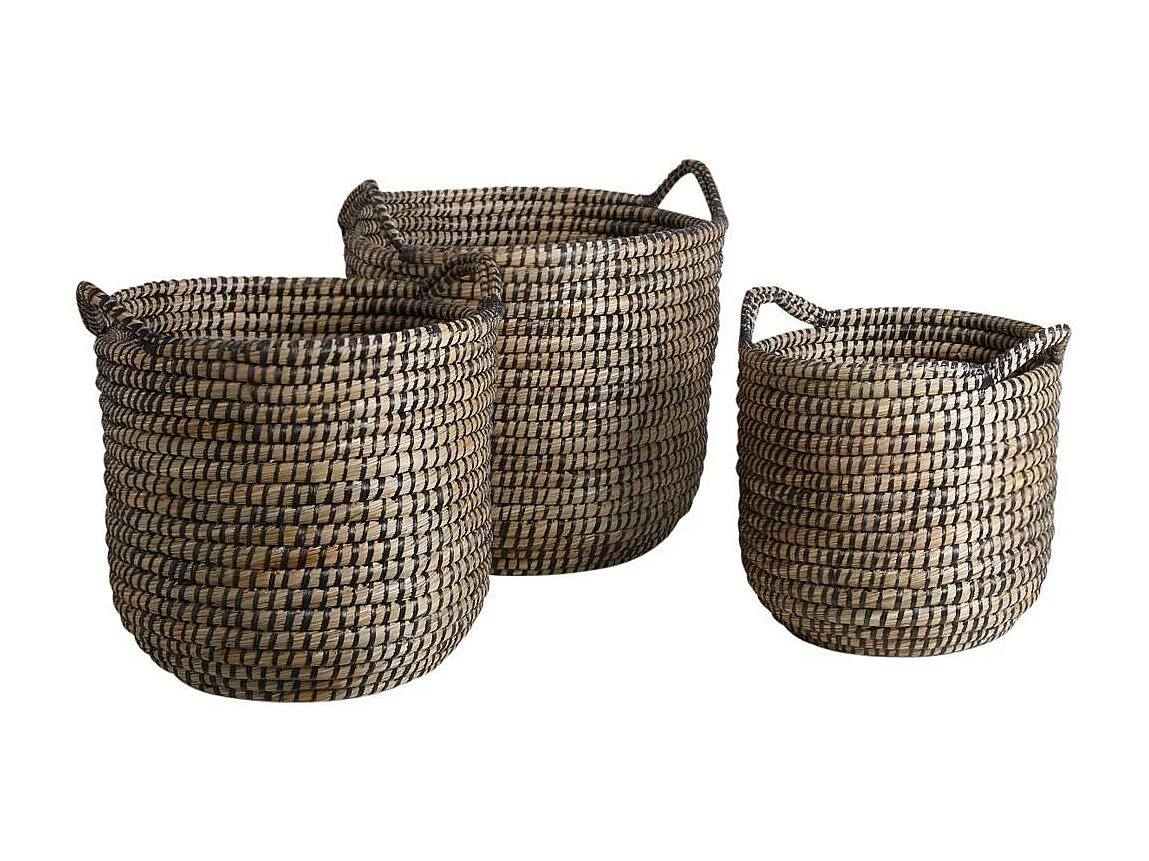 Cache-pots ronds en jonc (lot de 3)