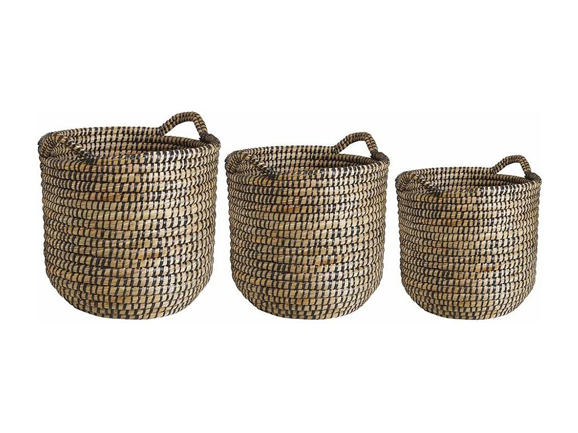 Cache-pots ronds en jonc (lot de 3)