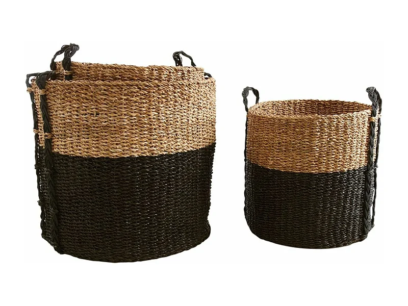 Cache-pot ronds en jonc de mer (Lot de 3)