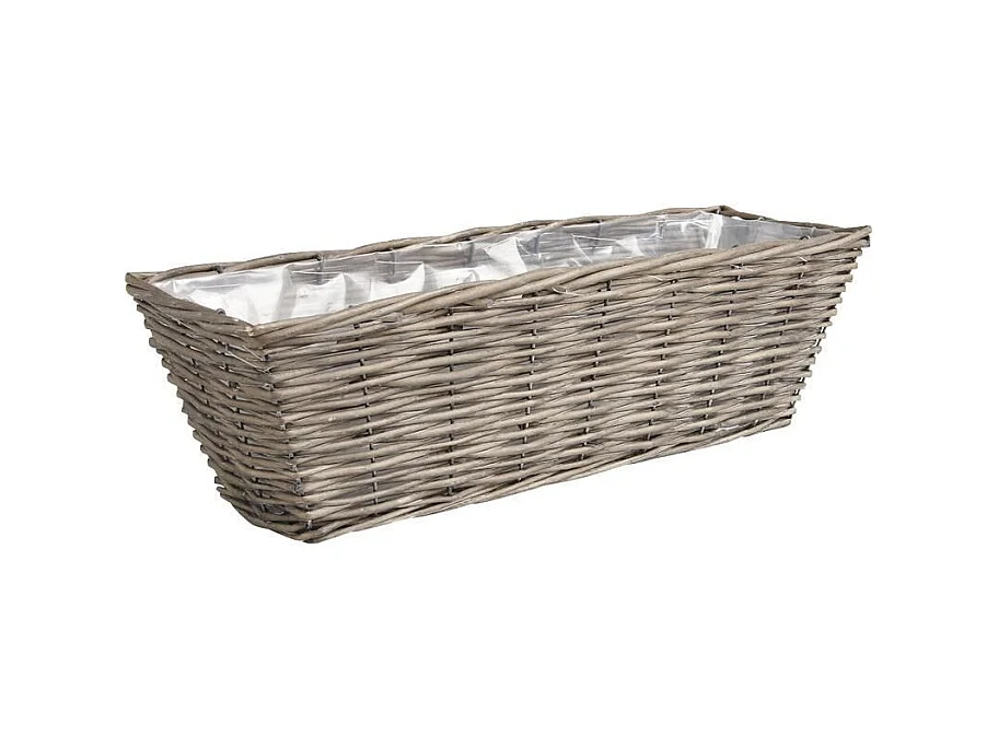 Jardinière en osier Longueur 40cm Gris