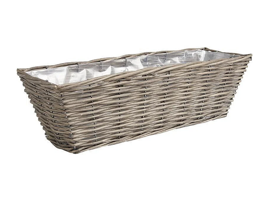 Jardinière en osier Longueur 40cm Gris