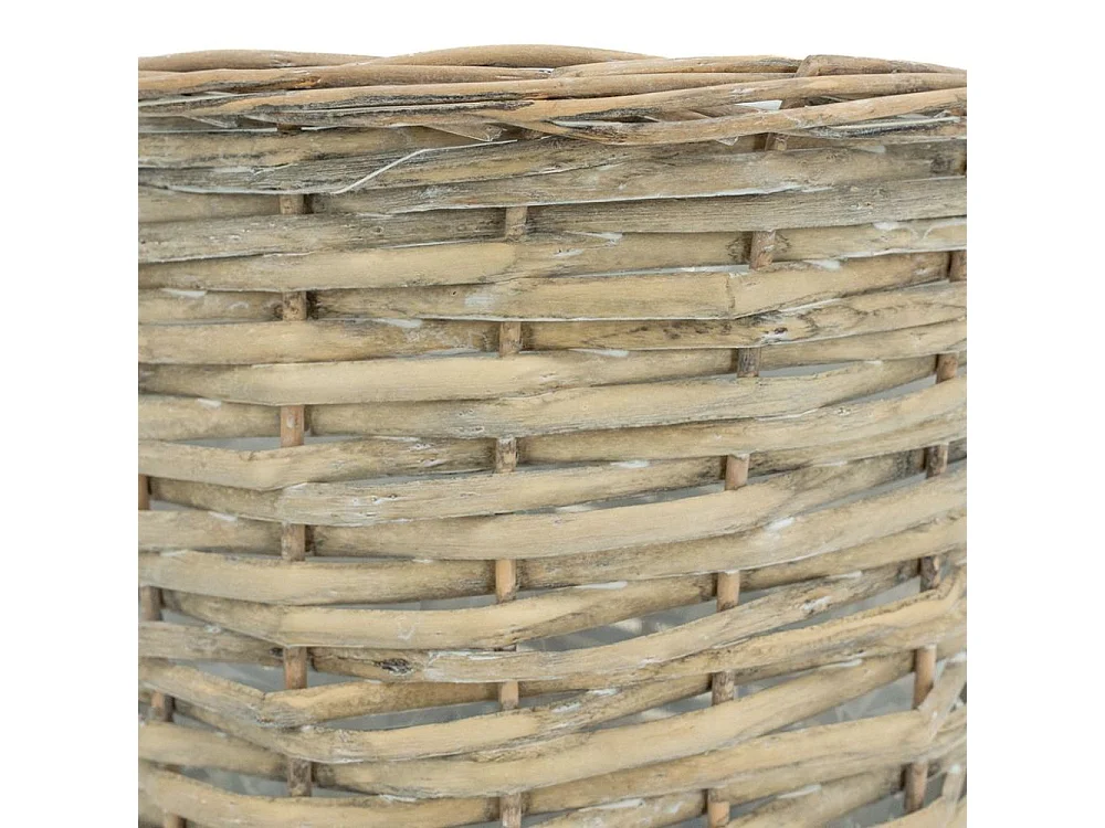 Cache pot rond en osier gris (Lot de 5)