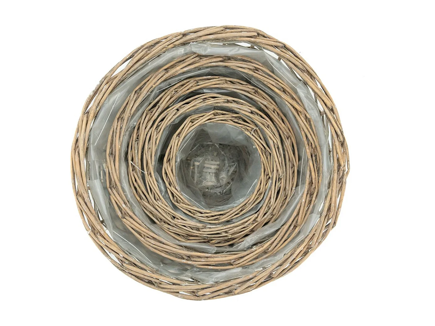 Cache pot rond en osier gris (Lot de 5)