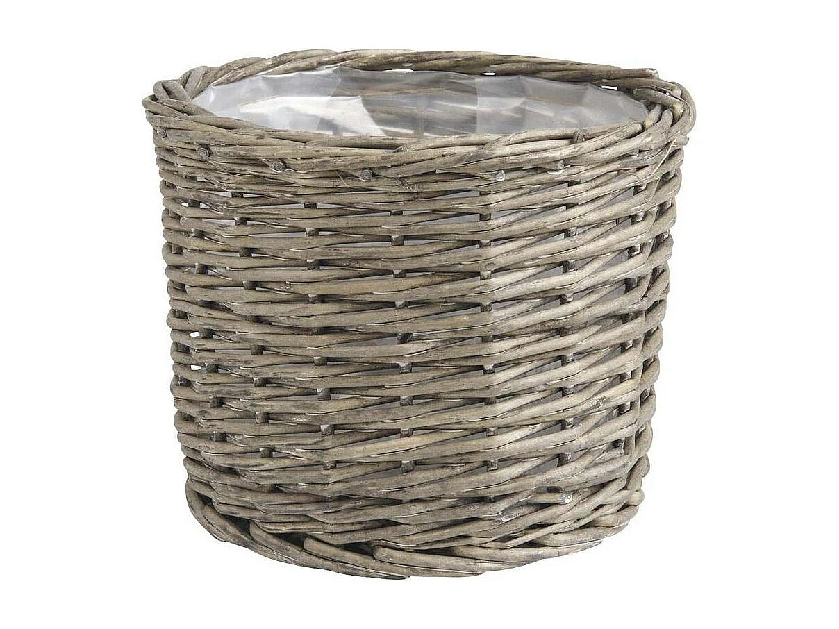 Cache pot rond en osier gris (Lot de 5)