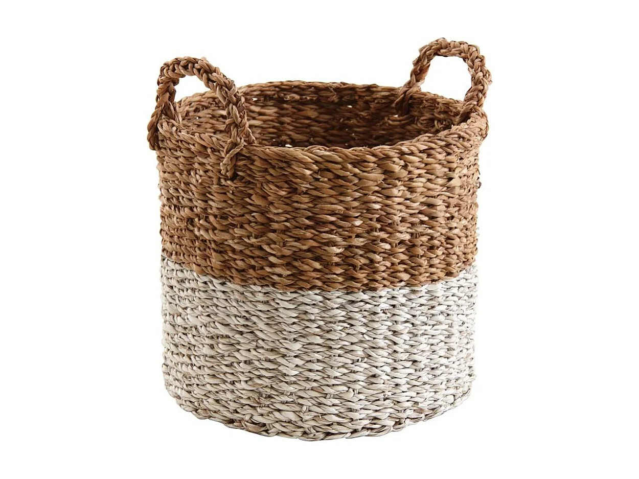 Cache-pots en jonc de mer naturel et blanc (lot de 3)