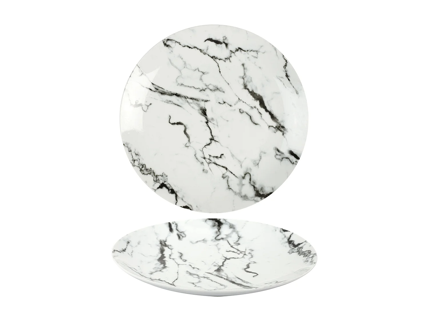 Service de table 12 assiettes en porcelaine motif marbre blanc Marble