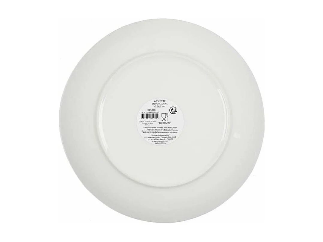 Service de table 12 assiettes en porcelaine motif marbre blanc Marble