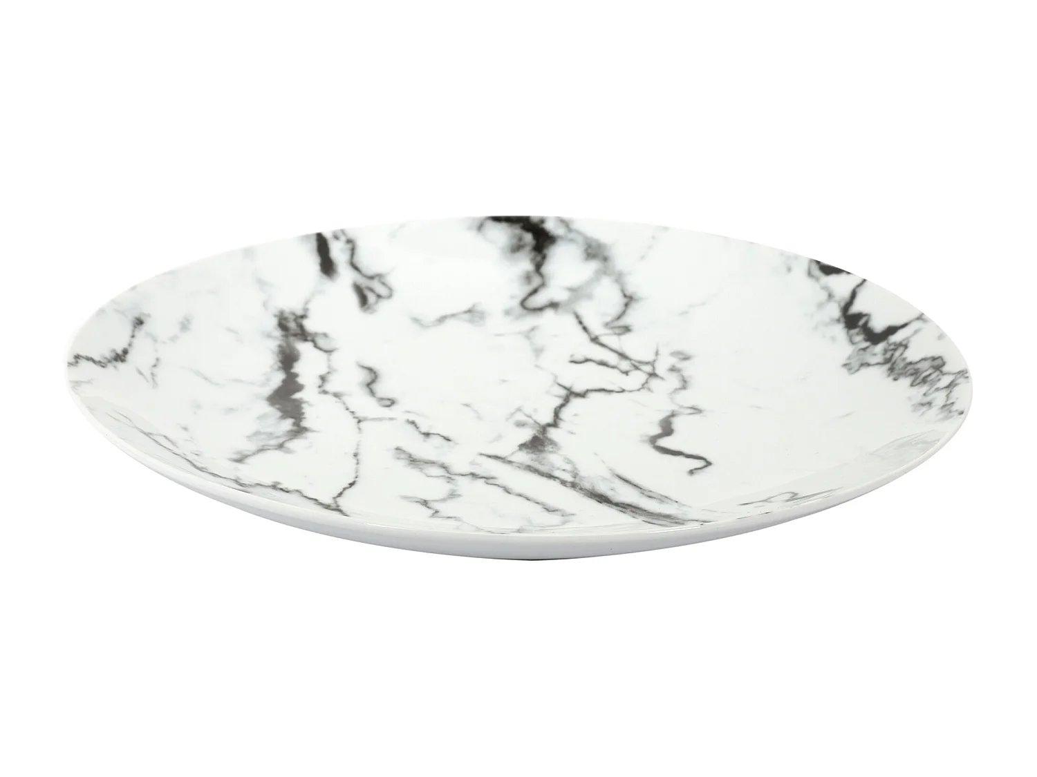 Service de table 12 assiettes en porcelaine motif marbre blanc Marble