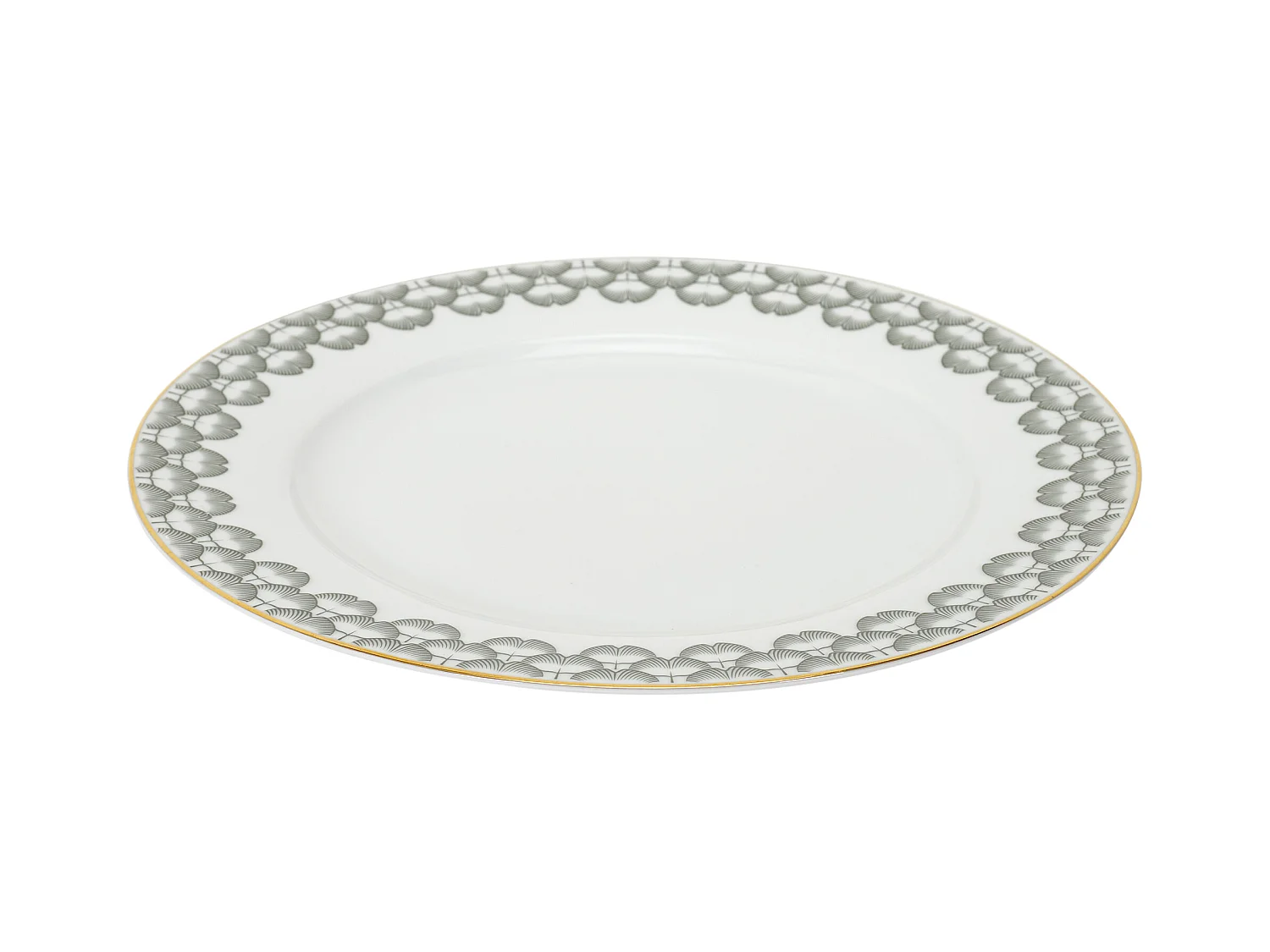 Service 12 Pieces Porcelaine Ginko Blanc, Noir, Or