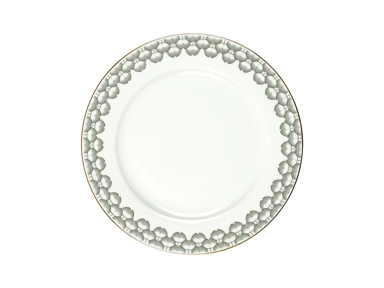 Service 12 Pieces Porcelaine Ginko Blanc, Noir, Or