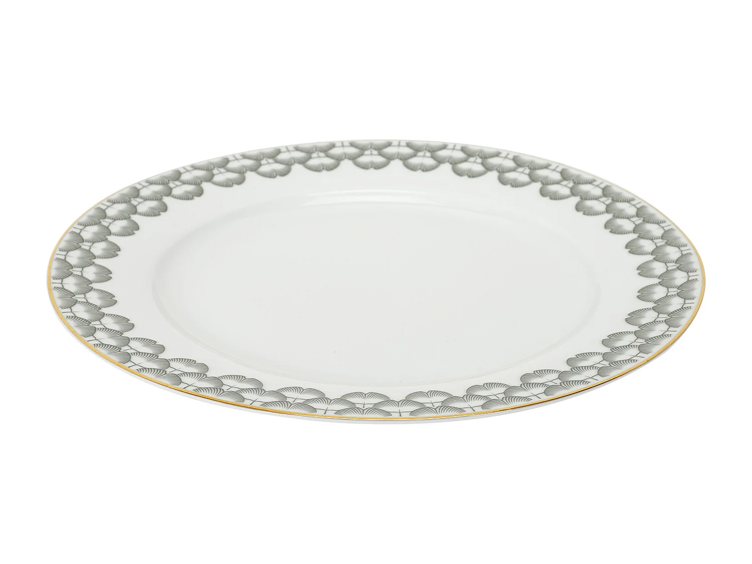 Service 12 Pieces Porcelaine Ginko Blanc, Noir, Or