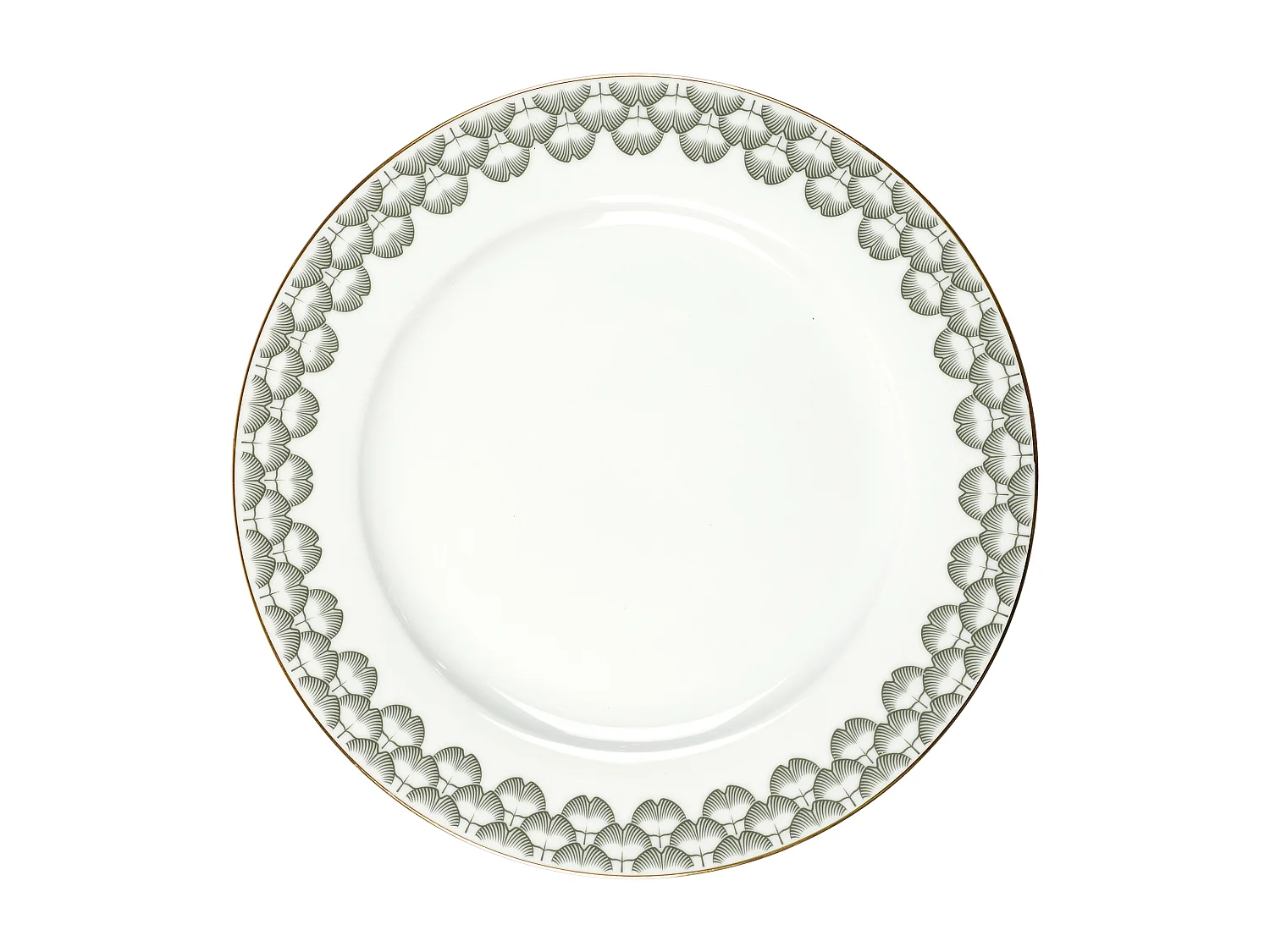 Service 12 Pieces Porcelaine Ginko Blanc, Noir, Or
