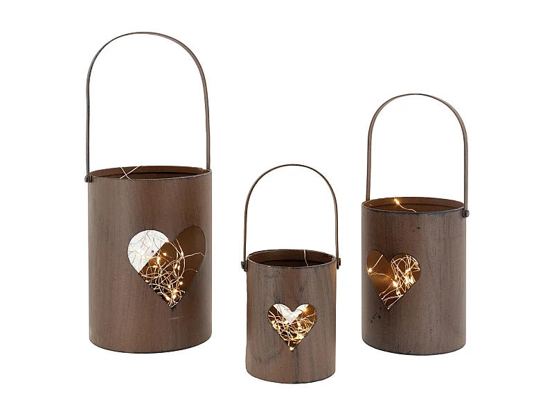 Photophore en métal rouillé (Lot de 3)