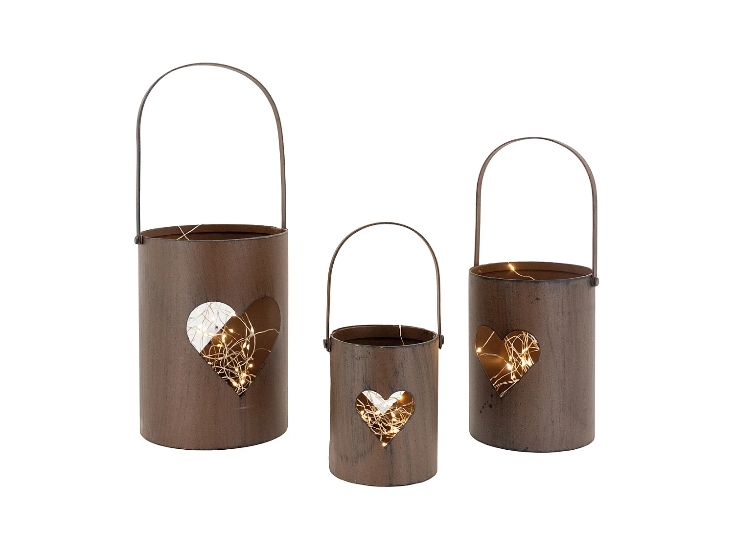 Photophore en métal rouillé (Lot de 3)