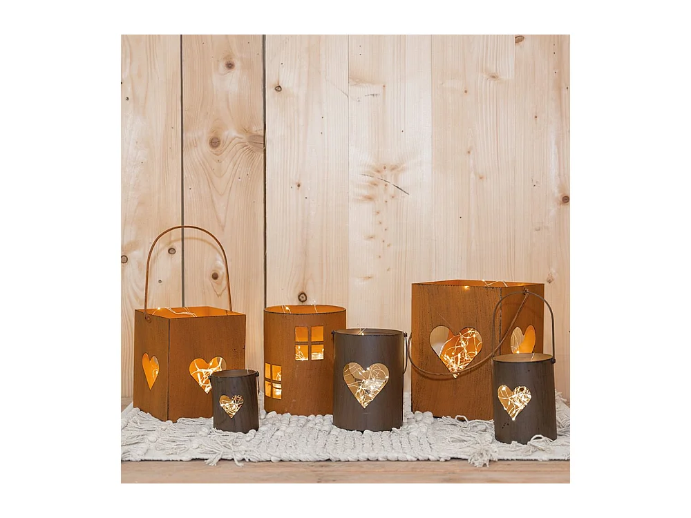 Photophore en métal rouillé (Lot de 3)