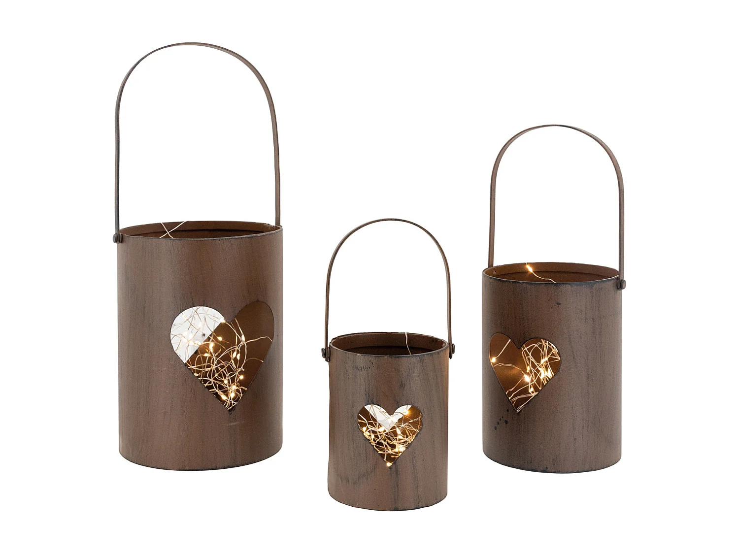 Photophore en métal rouillé (Lot de 3)