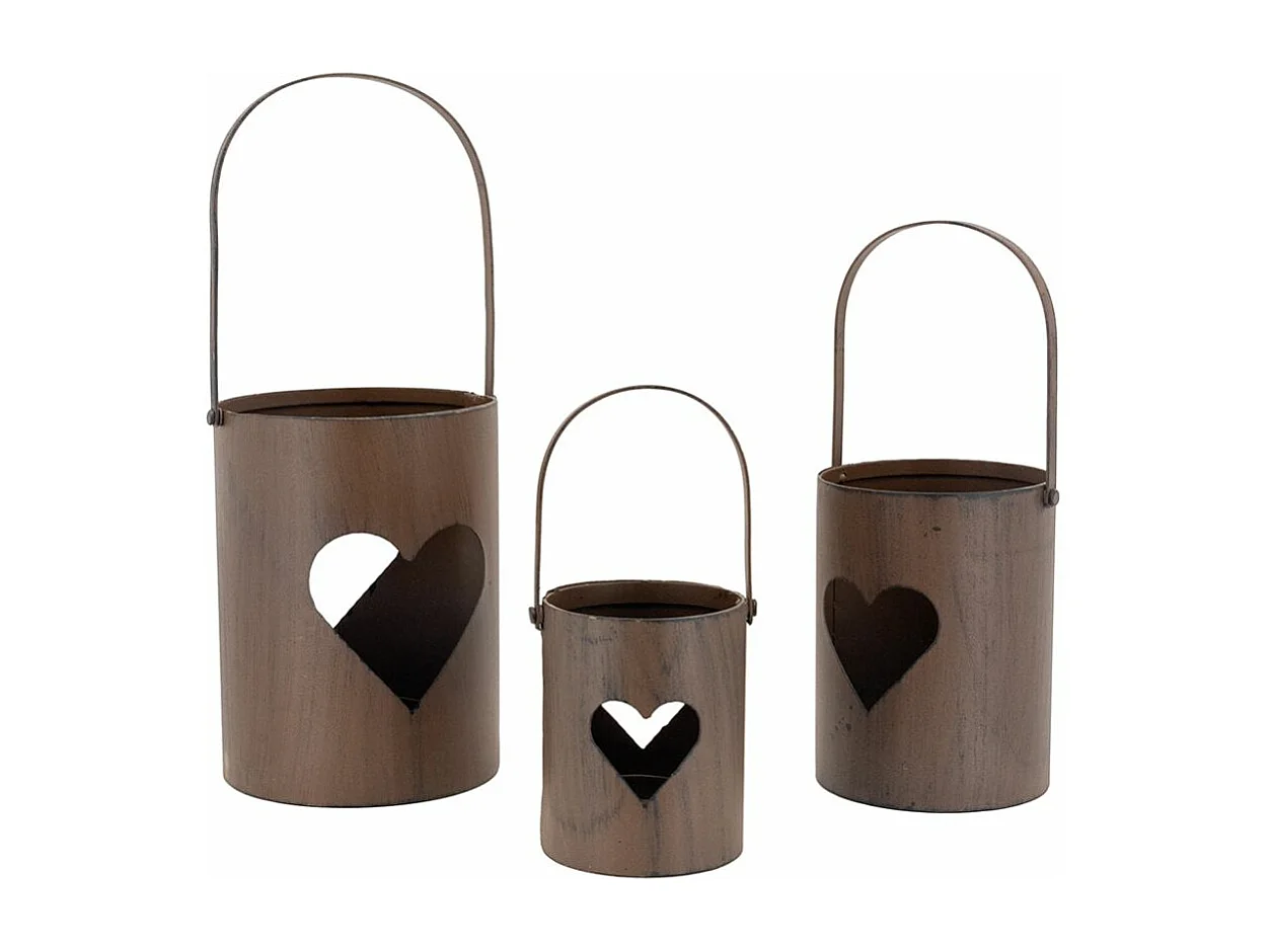 Photophore en métal rouillé (Lot de 3)