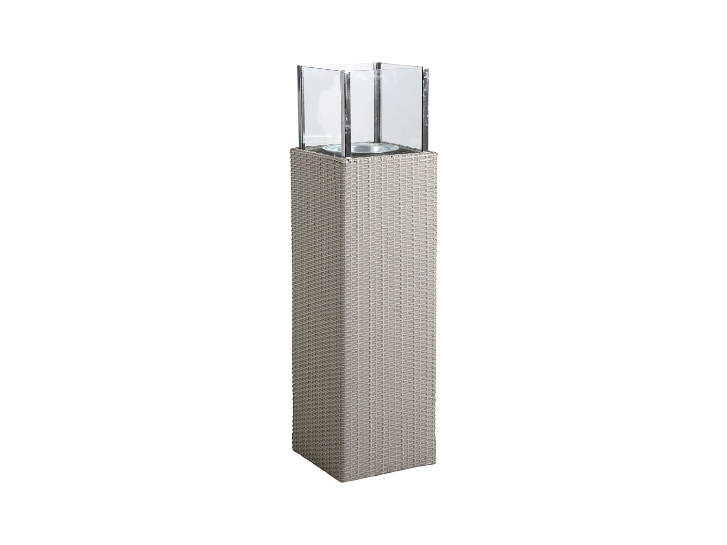 Photophore d'extérieur gris en résine et verre Hauteur 115 cm