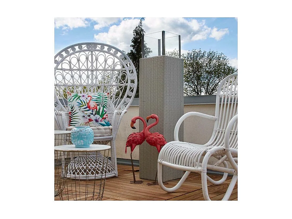 Photophore d'extérieur gris en résine et verre Hauteur 115 cm