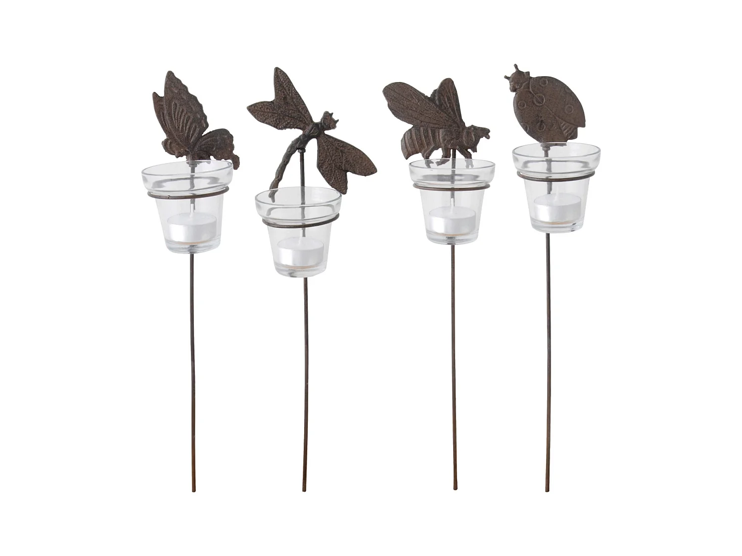 Photophores de jardin sur pique (Lot de 4)