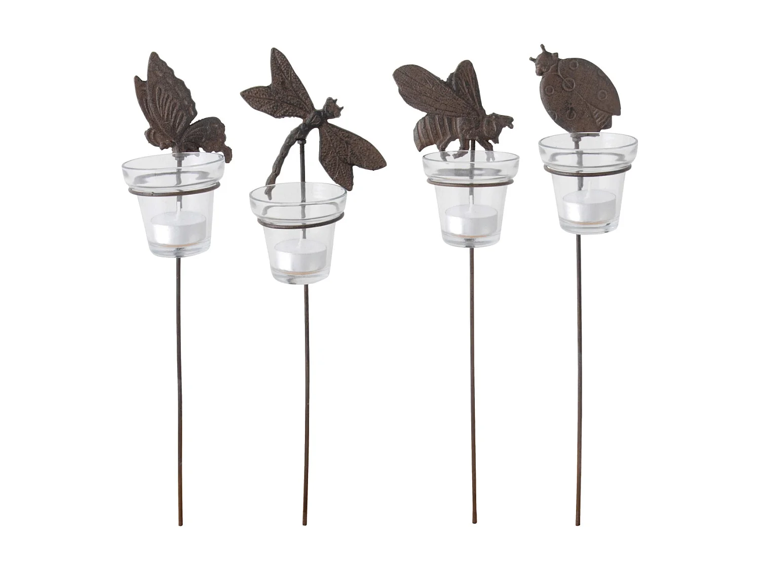 Photophores de jardin sur pique (Lot de 4)