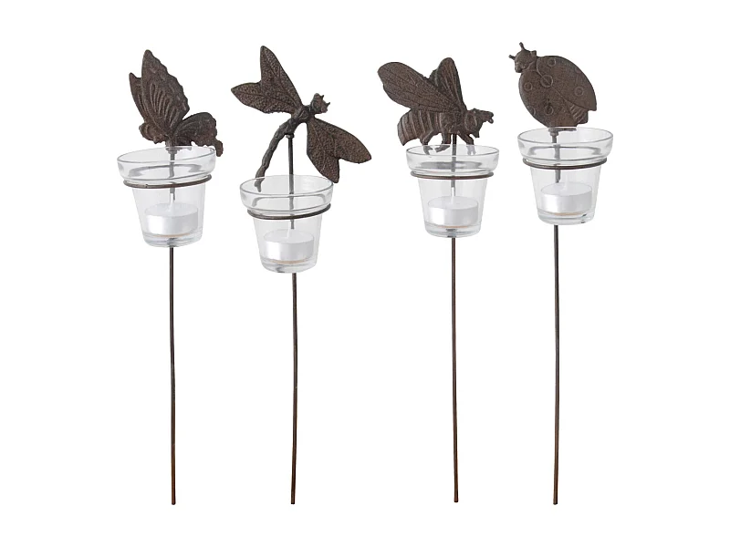 Photophores de jardin sur pique (Lot de 4)