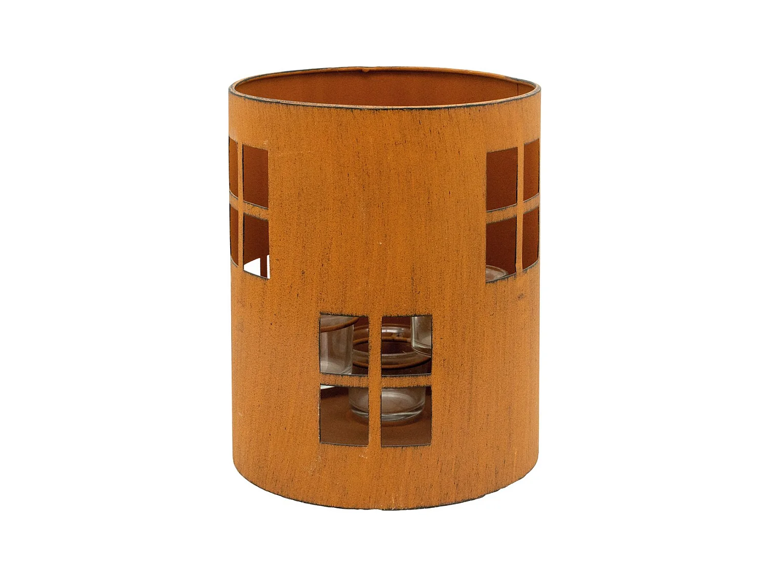 Photophore de jardin en métal rouillé