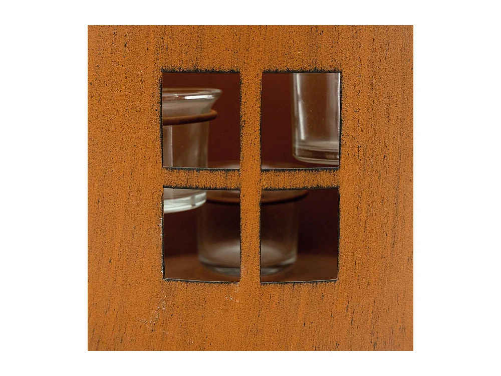 Photophore de jardin en métal rouillé