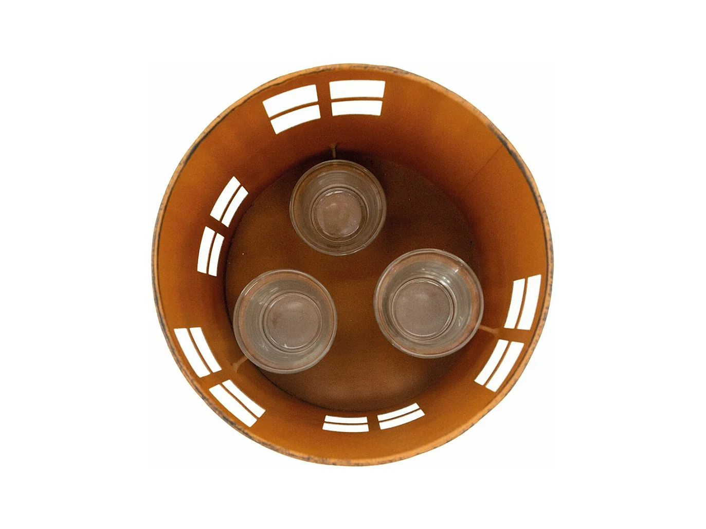 Photophore de jardin en métal rouillé