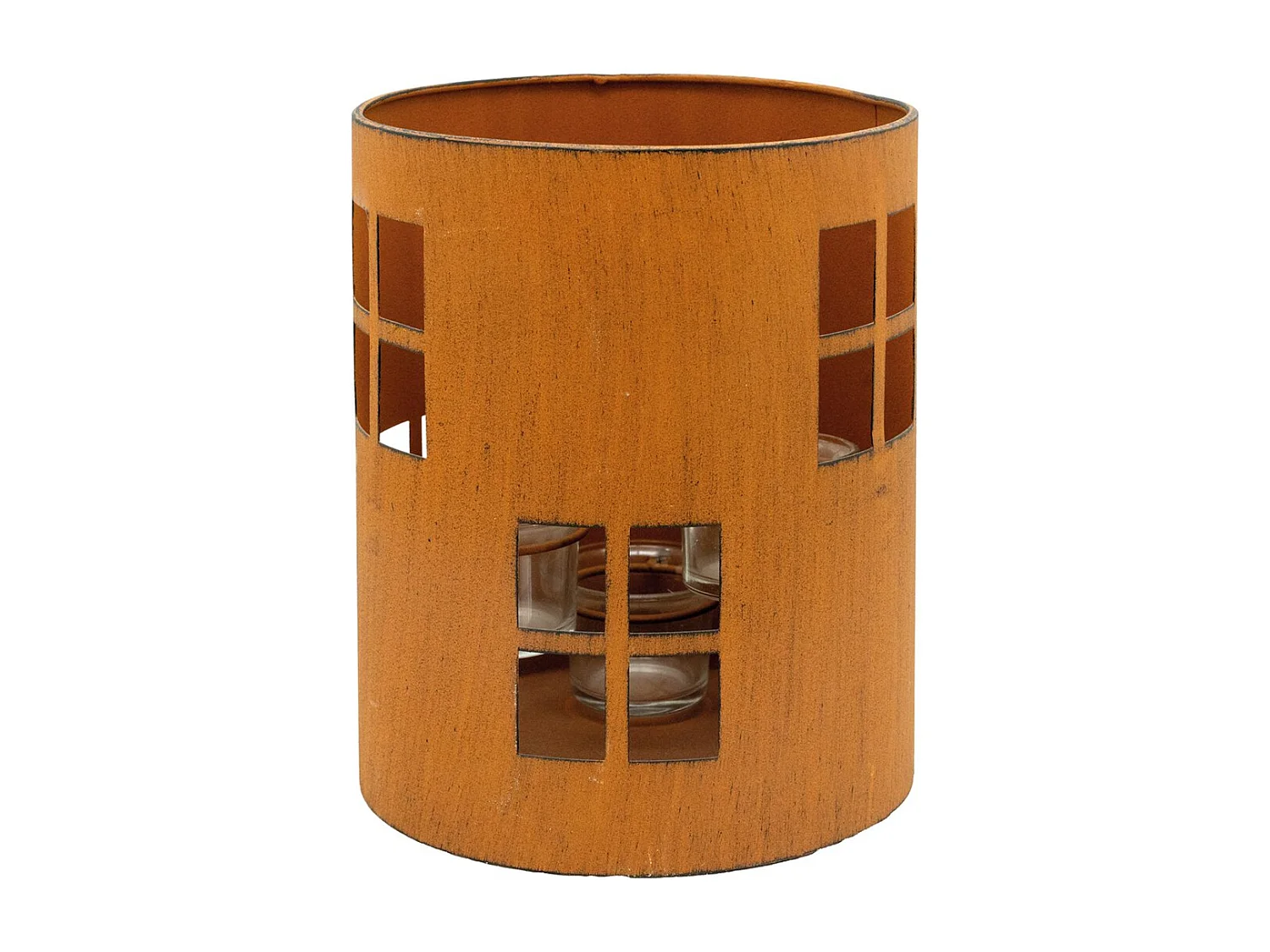 Photophore de jardin en métal rouillé