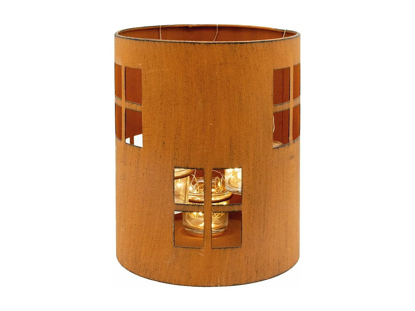 Photophore de jardin en métal rouillé