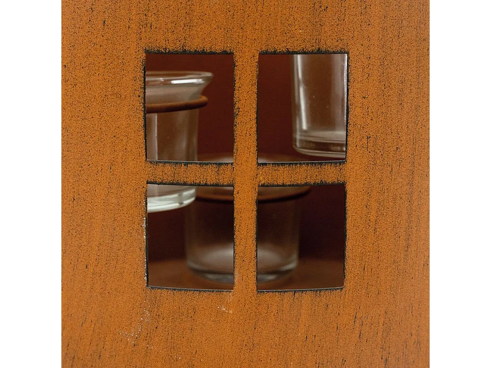 Photophore de jardin en métal rouillé