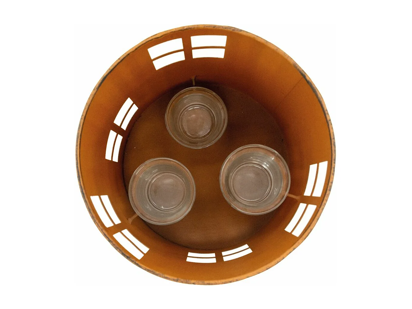 Photophore de jardin en métal rouillé