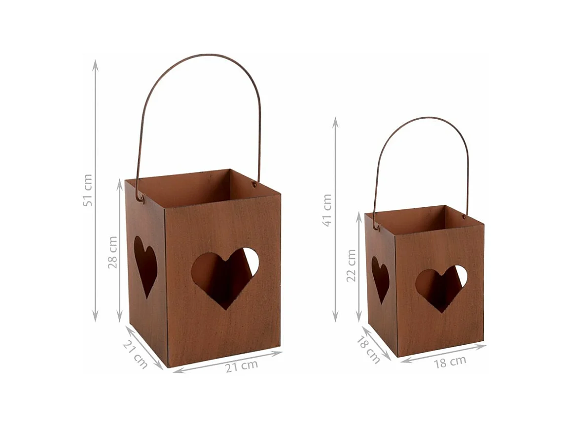 Photophore de jardin en métal rouillé (Lot de 2)