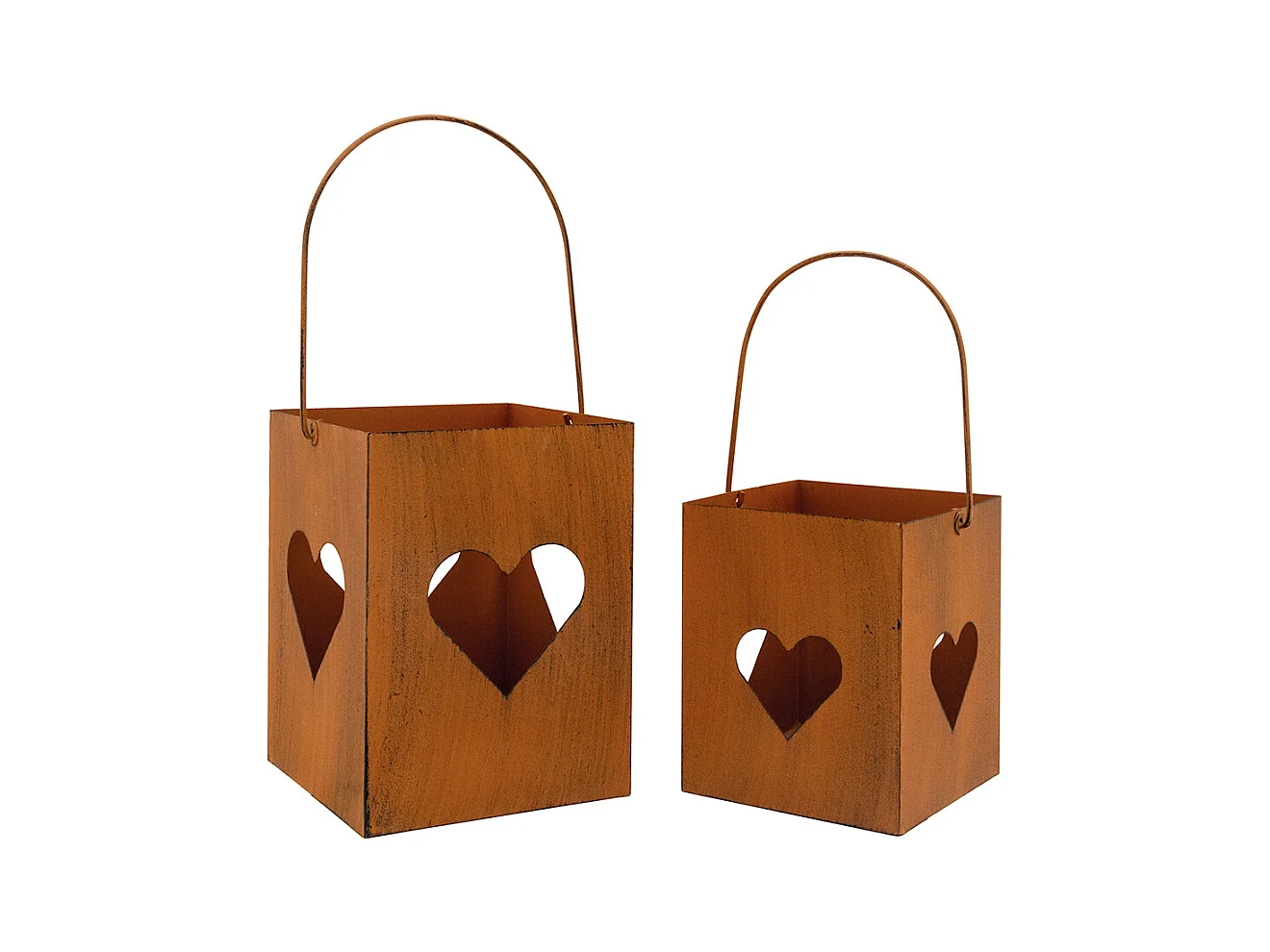 Photophore de jardin en métal rouillé (Lot de 2)