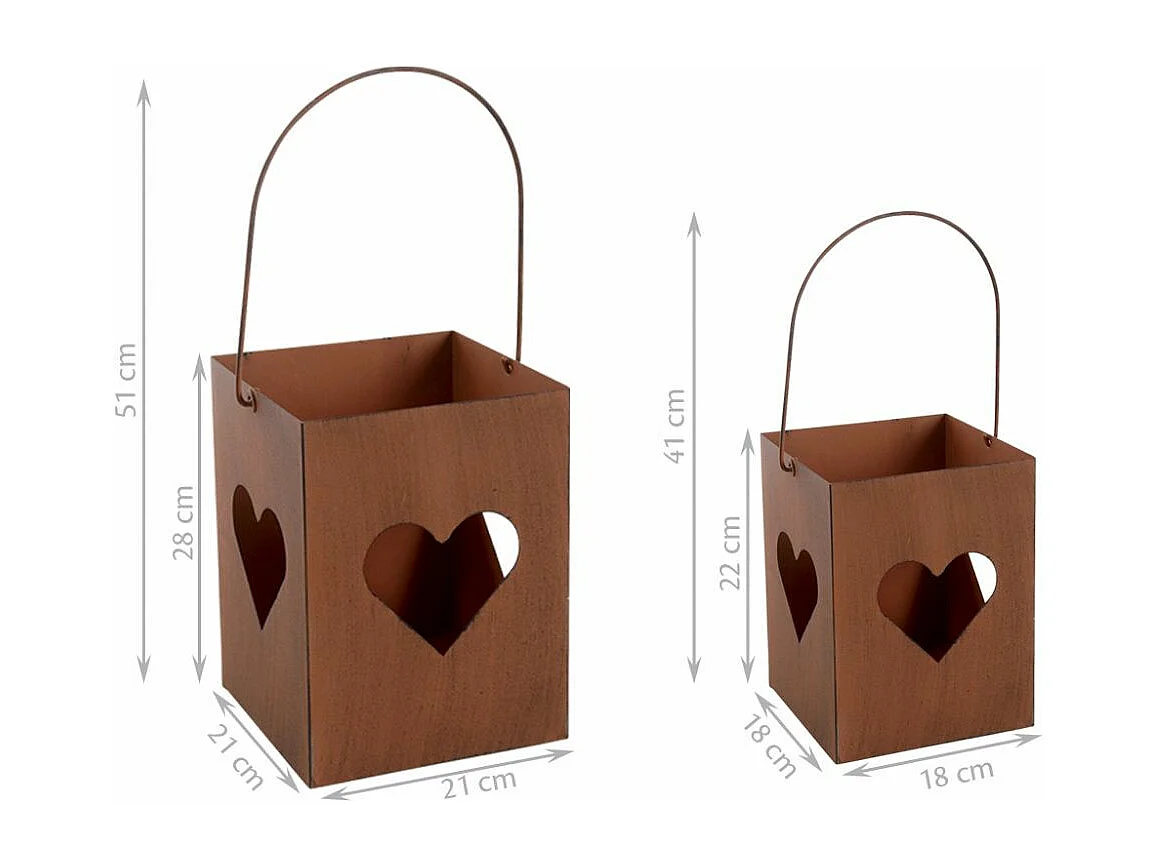 Photophore de jardin en métal rouillé (Lot de 2)