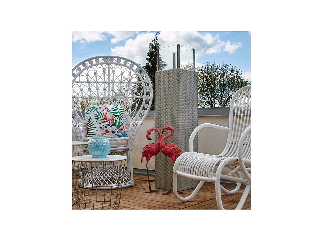 Photophore d'extérieur gris en résine et verre Hauteur 139 cm