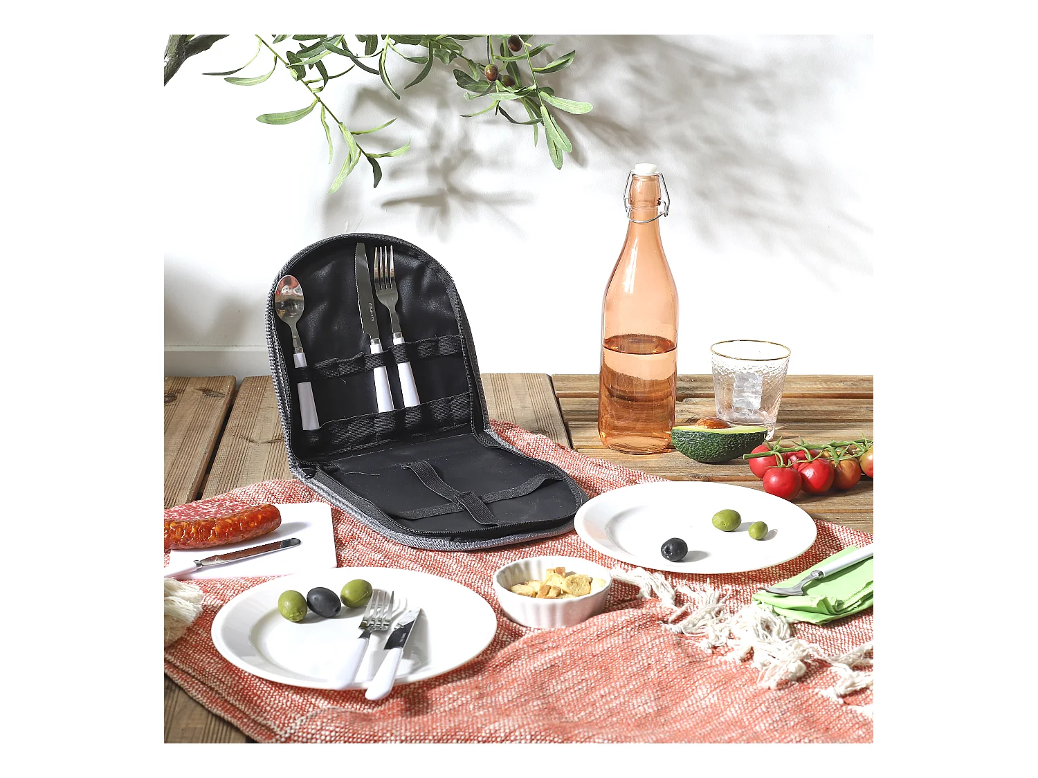 Accessoire A Pique-nique Pour 2 Personnes Vert, Blanc