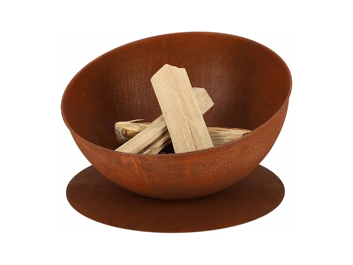 Bol de feu incliné sur disque Rouille