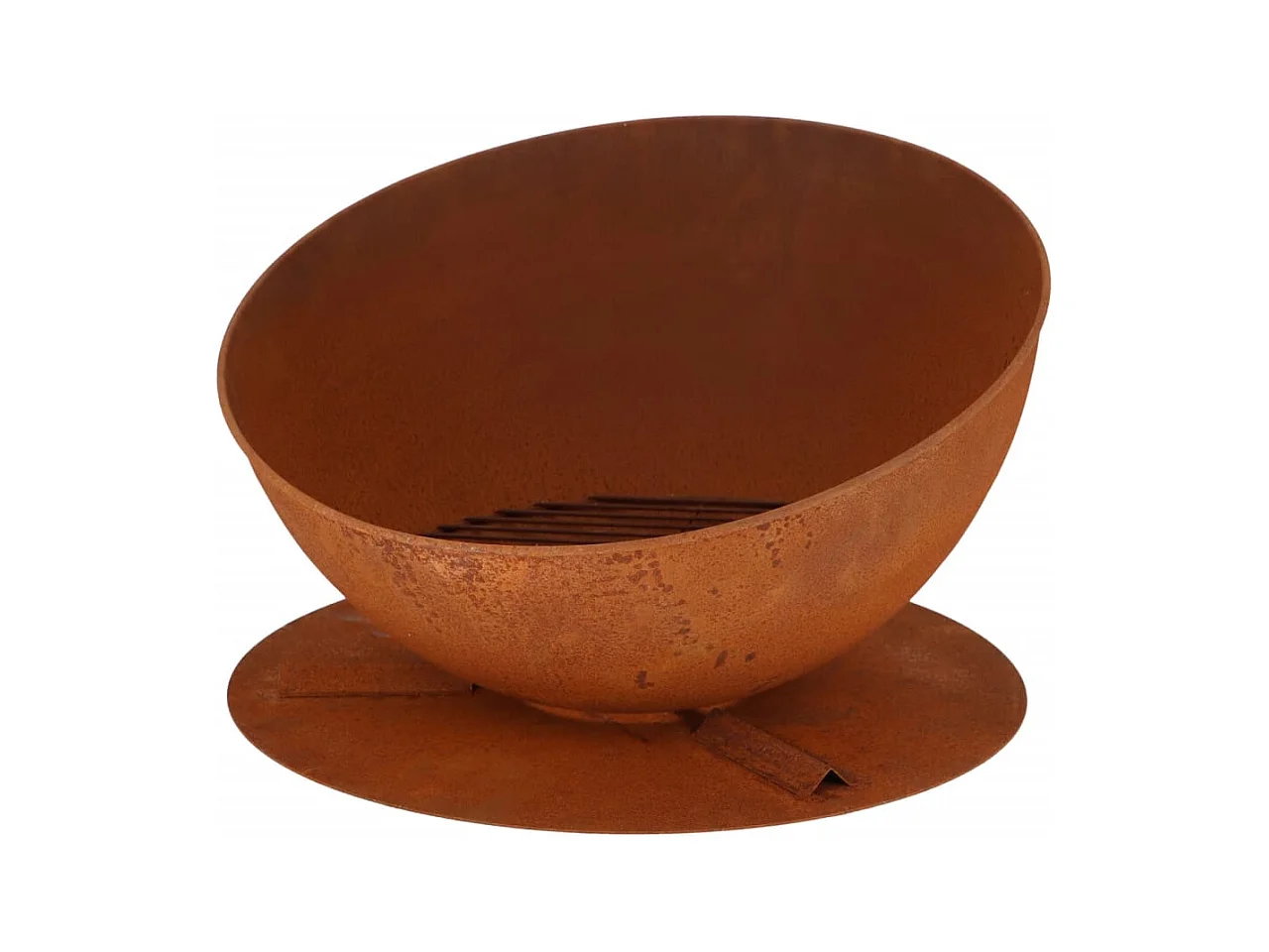 Bol de feu incliné sur disque Rouille