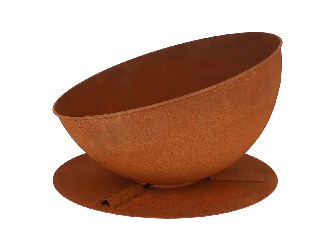 Bol de feu incliné sur disque Rouille