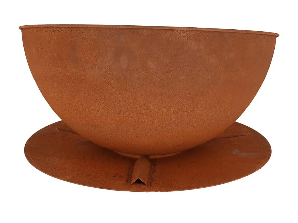 Bol de feu incliné sur disque Rouille