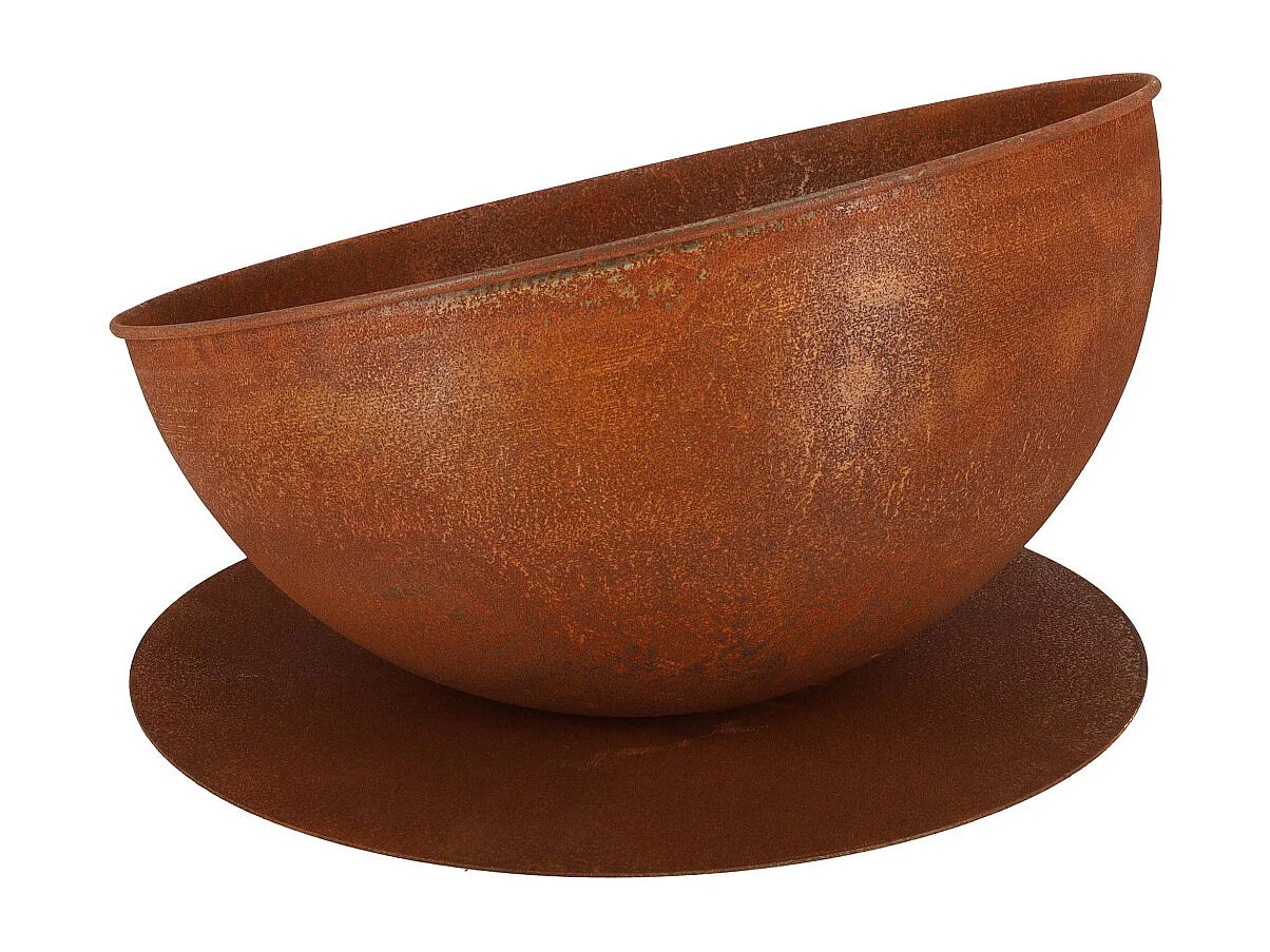 Bol de feu incliné sur disque Rouille