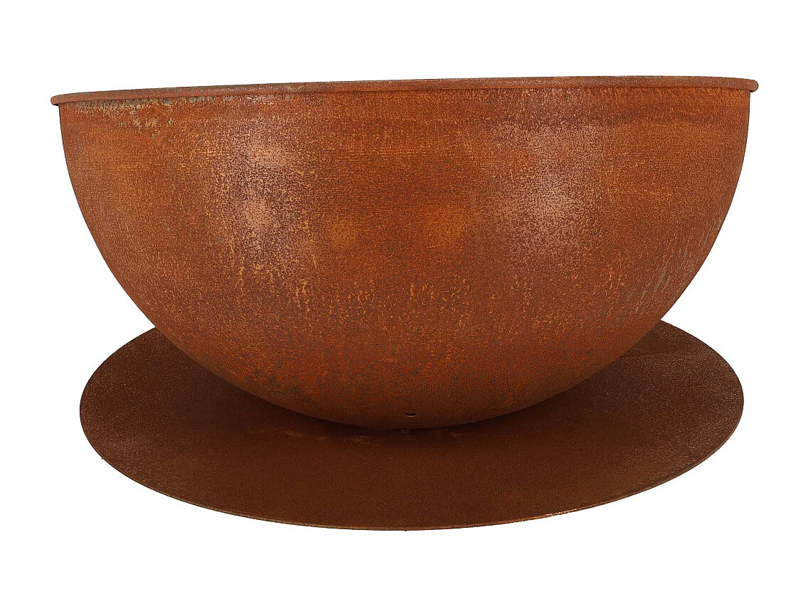Bol de feu incliné sur disque Rouille